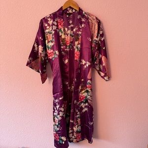 Floral Satin Kimono Cover Up
